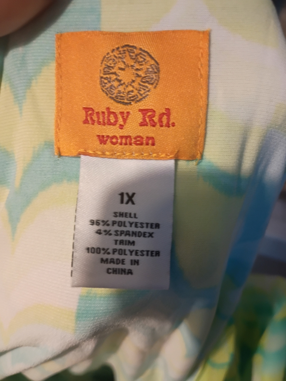 Ruby Rd. Green & Yellow Wave-Print Tunic Top - Picture 3 of 4